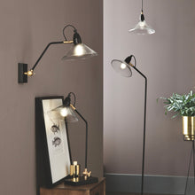 Indlæs billede til gallerivisning Canton matt black metal & glass cone table lamp