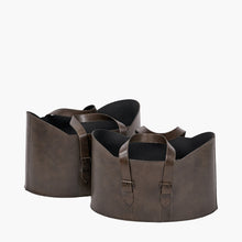 Load image into Gallery viewer, Vintage style set of two Leather Handled Storage in two colours
