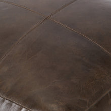 Indlæs billede til gallerivisning Natural Leather square pouffe in tan or Peppercorn