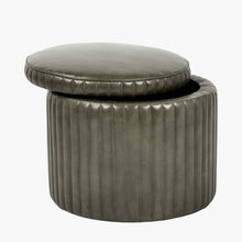 Afbeelding in Gallery-weergave laden, Storage Pouffe in vintage brown or peppercorn Leather