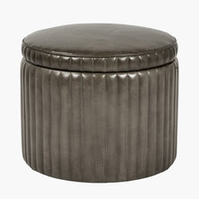 Afbeelding in Gallery-weergave laden, Storage Pouffe in vintage brown or peppercorn Leather