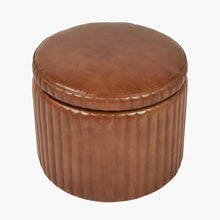 Afbeelding in Gallery-weergave laden, Storage Pouffe in vintage brown or peppercorn Leather