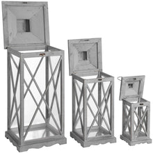 Load image into Gallery viewer, Set of three large grey wash lanterns