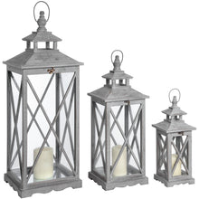 Load image into Gallery viewer, Set of three large grey wash lanterns