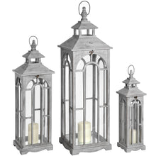 Load image into Gallery viewer, Set of three wooden arch design lanterns