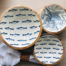 Load image into Gallery viewer, Enamel & Wood Fish Bowl, 17cm