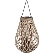 Charger l'image dans la galerie, Wicker bulbous lantern with Glass Hurricane