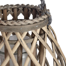 Charger l'image dans la galerie, Wicker bulbous lantern with Glass Hurricane