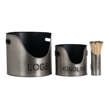 Afbeelding in Gallery-weergave laden, Log, Kindling Buckets & Matchstick Holder sets in four finishes