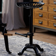 Load image into Gallery viewer, Adjustable tractor stool featuring an industrial style metal seat, perfect for home or commercial use.