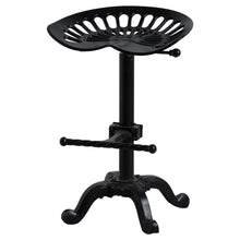 Load image into Gallery viewer, Adjustable tractor stool in black metal, showcasing an industrial style and ergonomic design for comfortable seating.
