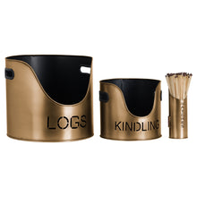 Afbeelding in Gallery-weergave laden, Log, Kindling Buckets & Matchstick Holder sets in four finishes