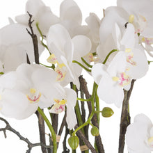 Load image into Gallery viewer, Large white potted faux orchid in a stone pot
