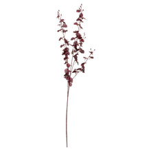 Indlæs billede til gallerivisning Faux orchid spray in deep burgundy, perfect for elegant floral arrangements with height and rich tone.
