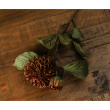 Load image into Gallery viewer, Deep mustard faux dahlia stem