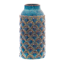 Lade das Bild in den Galerie-Viewer, Vase in indigo in a large size scalloped design