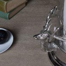 Load image into Gallery viewer, Silver stag heads hurricane lantern