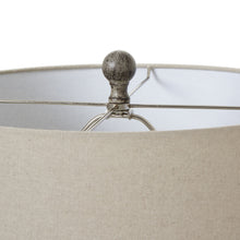 Lade das Bild in den Galerie-Viewer, Carved textured table Lamp with a linen shade