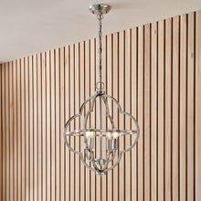 Indlæs billede til gallerivisning Metal 4 light Fleur De Lys pendant light in nickel or black