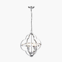 Indlæs billede til gallerivisning Metal 4 light Fleur De Lys pendant light in nickel or black