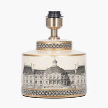 Indlæs billede til gallerivisning Black and cream building print ceramic table lamp