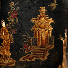 Indlæs billede til gallerivisning Black hand painted landscape metal table lamp
