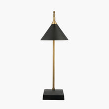 Indlæs billede til gallerivisning Matt Black & antique brass conical table lamp