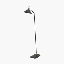 Indlæs billede til gallerivisning Canton matt black metal & brass cone floor lamp