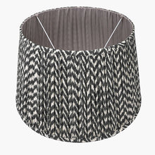 Lade das Bild in den Galerie-Viewer, Lampshade 50cm wide with mushroom pleat chevron design in black and white, ideal for contemporary interiors.