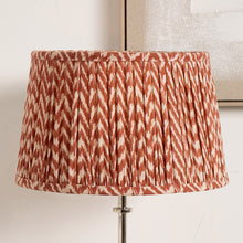 Lade das Bild in den Galerie-Viewer, Lampshade 50cm wide in a mushroom pleat chevron design, featuring warm tones, perfect for enhancing any interior decor.