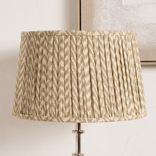 Lade das Bild in den Galerie-Viewer, Lampshade 50cm wide in mushroom pleat chevron design, perfect for enhancing contemporary and traditional interiors.
