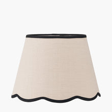 Lade das Bild in den Galerie-Viewer, natural coloured lamp shade with a scalloped lower edge and with black binding