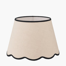 Lade das Bild in den Galerie-Viewer, natural coloured lamp shade with a scalloped lower edge and with black binding