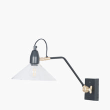 Indlæs billede til gallerivisning Canton matt black metal & glass cone wall light