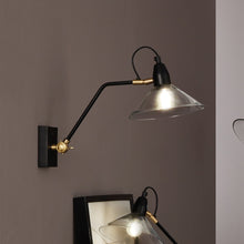 Indlæs billede til gallerivisning Canton matt black metal & glass cone wall light
