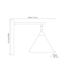 Indlæs billede til gallerivisning Matt black & antique brass conical wall lamp