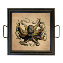 Charger l'image dans la galerie, Octopus square tray with brass handles