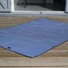 Indlæs billede til gallerivisning Picnic blanket in a blue and white design laid out to show it unfolded