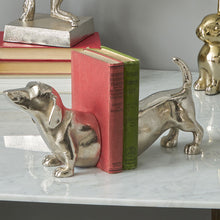 Indlæs billede til gallerivisning Metal sausage dog book ends in gold or silver