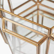 Carica l'immagine nel visualizzatore di Gallery, Shiny brass metal & glass hexagon wide lantern