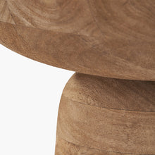 Lade das Bild in den Galerie-Viewer, Close-up of a wooden pedestal bowl with a natural finish on a white background