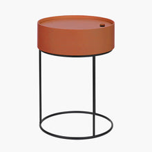 Lade das Bild in den Galerie-Viewer, Wood veneer & black metal storage table in a range of colours