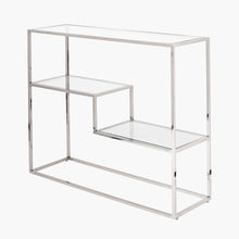 Charger l'image dans la galerie, Clear glass & silver metal console table
