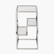 Charger l'image dans la galerie, Clear glass & silver metal side table