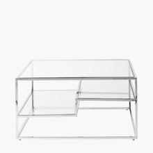 Charger l'image dans la galerie, Clear glass & silver metal coffee table
