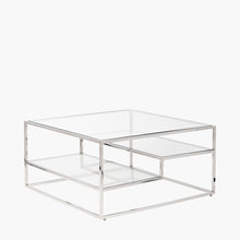 Charger l'image dans la galerie, Clear glass & silver metal coffee table