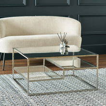 Charger l'image dans la galerie, Clear glass & silver metal coffee table
