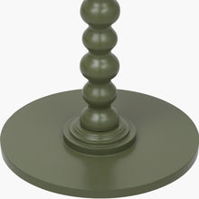 Lade das Bild in den Galerie-Viewer, Side table with bobble stem leg design in green, perfect for smaller spaces and holding drinks or decorative pieces.