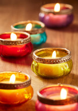 Indlæs billede til gallerivisning Set of six pumpkin glass tealight holders