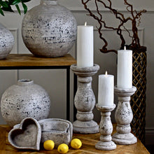 Carica l'immagine nel visualizzatore di Gallery, Antiqued stone ceramic candle holder in three sizes